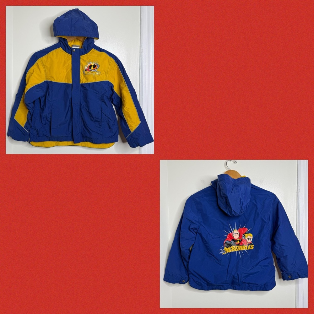Disney Store Exclusive The Incredibles Zip Up Jacket Kids Size 7/8 Blue Yellow
